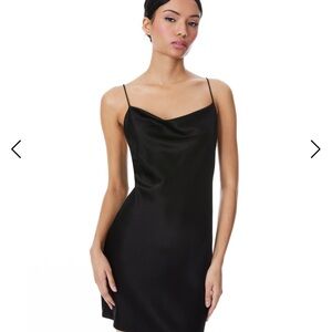Alice + Olivia Harmony Mini Slip Dress in black